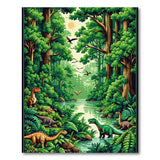 Vibrant Dinosaur Jungle Forest Area Rug