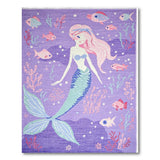 Whimsical Purple Mermaid Kids Area Rug