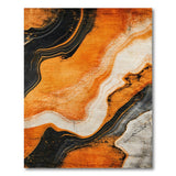 Orange Black Marble Swirl Area Rug