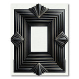 Black Art Deco Geometric Frame Area Rug
