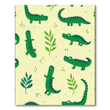 Green Kids Cartoon Playful Green Crocodile Cartoon Area Rug
