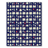 Whimsical White Cats Navy Area Rug