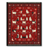 Whimsical Cartoon Cats Red Persian Area Rug