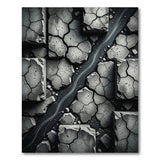 Cracked Stone Grey Geometric Area Rug