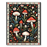 Multi-color and Patterns Whimsical Red Mushroom Floral Area Rug