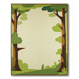 Whimsical Green Tree Border Area Rug