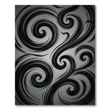Black and White Swirling Black Abstract Area Rug