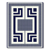 Navy Blue Greek Key Geometric Area Rug