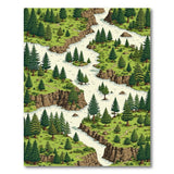 Lush Pine Forest River Canyon Area Rug