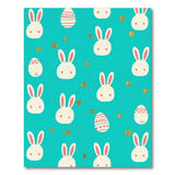 Teal Cartoon Bunny Easter Egg Area Rug