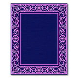 Navy Pink Ornate Floral Border Area Rug