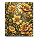 Golden Peony Floral Vintage Area Rug