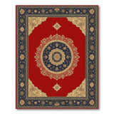 Red Persian Medallion Area Rug with Gold Borders