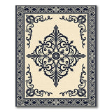 Ornate Black Medallion Persian Area Rug in Beige