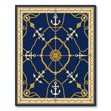 Navy Nautical Anchors Gold Ropes Area Rug
