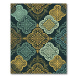 Teal and Gold Ornate Persian Medallion Rug