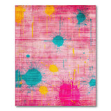 Vibrant Pink Teal Yellow Splatter Abstract Area Rug