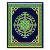 Ornate Green Floral Medallion Persian Rug on Navy