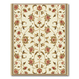 Cream Red Floral Persian Area Rug with Bees