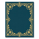 Navy Blue Gold Ornate Floral Border Rug