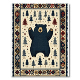Black Bear Winter Forest Tribal Rug