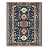 Traditional Persian Blue and Teal Navy Persian Floral Area Rug