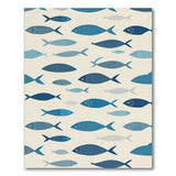 Blue and Teal Whimsical Blue Fish Coastal Area Rug