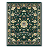 Green Emerald Green Persian Floral Medallion Rug