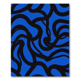 Abstract Blue Waves Area Rug with Black Swirls
