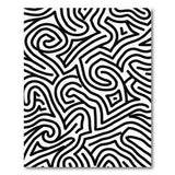 Intricate Black White Maze Wave Area Rug