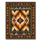 Desert Nomad Ikat Tribal Rug with Camels Tents
