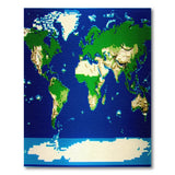 Retro Pixel World Map Area Rug