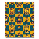 Rainbow Lantern Checkered Area Rug