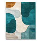 Teal Abstract Organic Shapes Area Rug