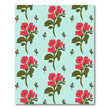 Vibrant Red Flowers on Teal Area Rug