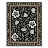 Ornate Pansy Seashell Black Rug
