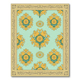 Teal Gold Floral Ornate Vintage Area Rug