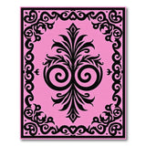 Ornate Pink Floral Scrollwork Area Rug