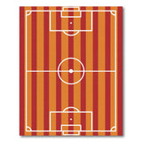Striped Soccer Field Area Rug in Red Orange