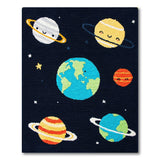 Kawaii Smiley Planets Solar System Area Rug