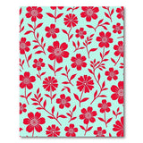 Bold Red Floral Pattern Area Rug on Teal
