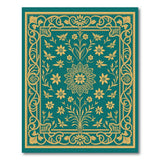 Teal Gold Ornate Floral Persian Rug
