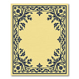 Beige and Neutral Ornate Navy Floral Border Beige Area Rug