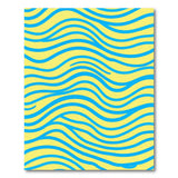 Sunny Yellow with Vibrant Blue Waves Area Rug