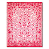 Pink Leopard Print Area Rug with Ornate Border