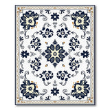 Navy Blue Floral Medallion Persian Area Rug