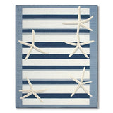 Navy Starfish Striped Coastal Outdoor Rug
