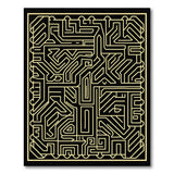 Geometric Modern Gold Maze Labyrinth Geometric Area Rug