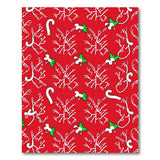 Festive Red Candy Cane Holly Pattern Area Rug