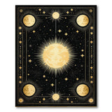 Ornate Gold Celestial Sun Moon Area Rug